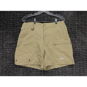 Palmyth Fishing Shorts Mens 36 Khaki Beige Elastic Waist Performance Cargo Fish